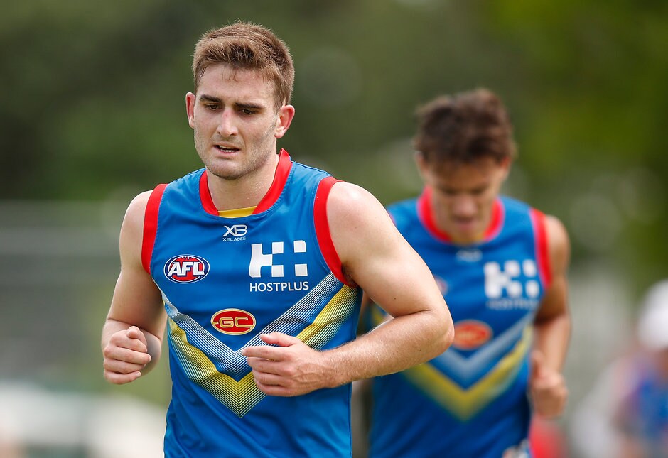 AFL 2018 Training - Gold Coast 131218 GOLD COAST, AUSTRALIA - DECEMBER 13: Anthony Miles of the Suns runs during the Gold Coast Suns training session at Metricon Stadium on December 13, 2018 on the Gold Coast, Australia. (Photo by Adam Trafford/AFL Media)